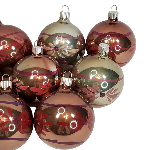 Vtg Martha Stewart MSE Christmas Ornament Painted Slivered Glass 3" Lot of 9 - Picture 2 of 12